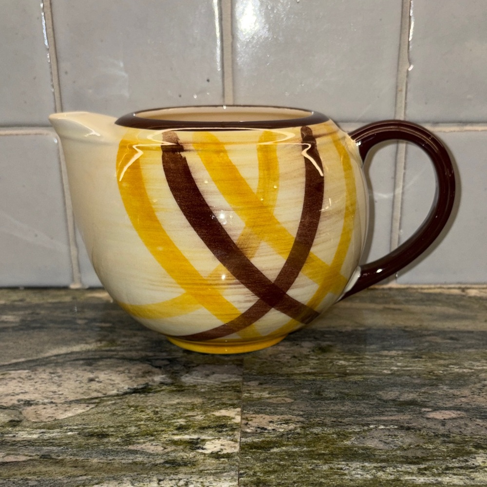 Vintage Vernonware Organdie Yellow/Brown Teapot, no lid
